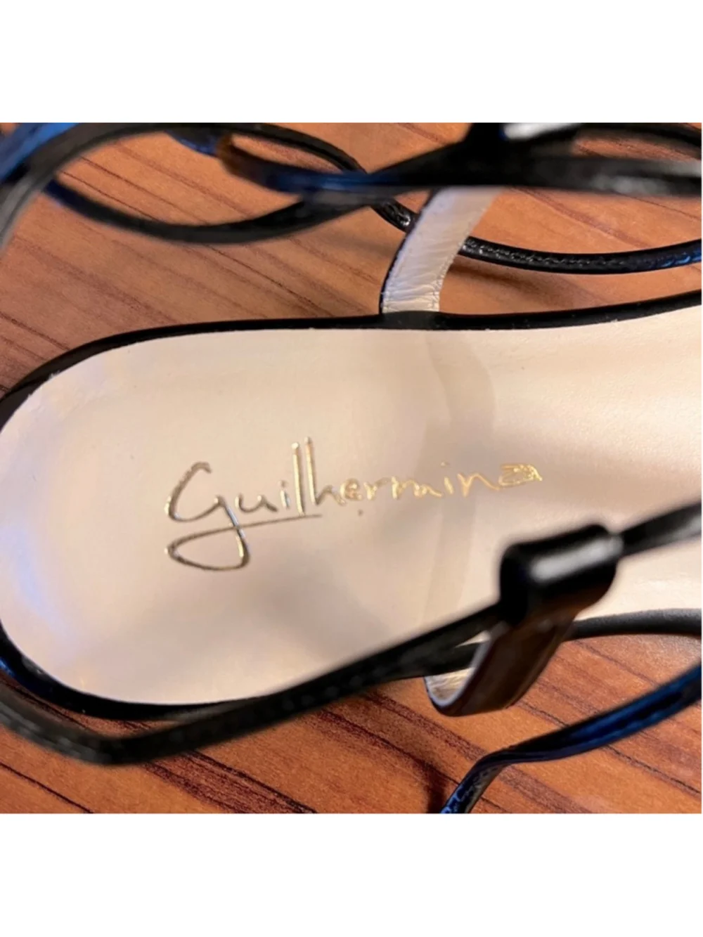 Anthropologie Guilhermina Black Leather Lace-Up Gladiator Thong Sandals Sz 6/37